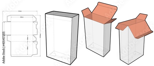 Simple Packaging Box (Internal measurement 12x6x20cm) and Die-cut Pattern. The .eps file is full scale and fully functional. Prepared for real cardboard production.