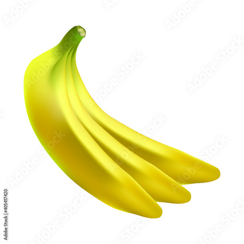 Three yellow bananas on a white background, vector illustration