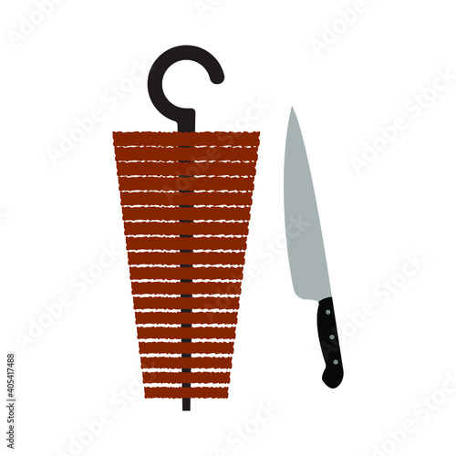 Simple flat vector illustration of doner kebab on white background
