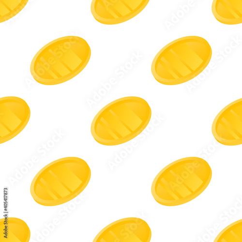 Money coins seamless pattern background. Business flat vector illustration. Gold money coin symbol pattern.