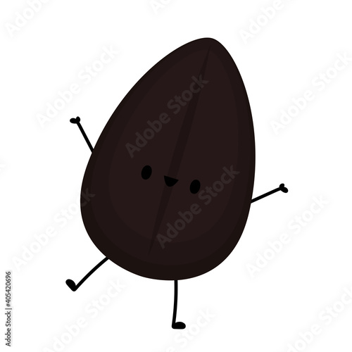 Black sesame character design. Black sesame seed on white background.