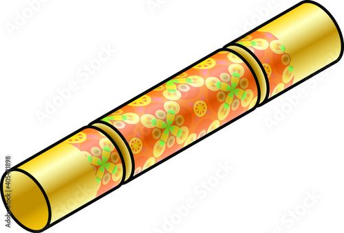 A gold christmas bon bon/cracker with a modern floral pattern.