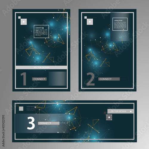 Abstract style cover templates for brochure design. Modern design element. Flat business concept. Vector connect illustration. Simple vector web banner