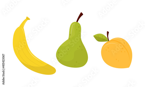 Ripe and Fresh Fruits Isolated on White Background Vector Set