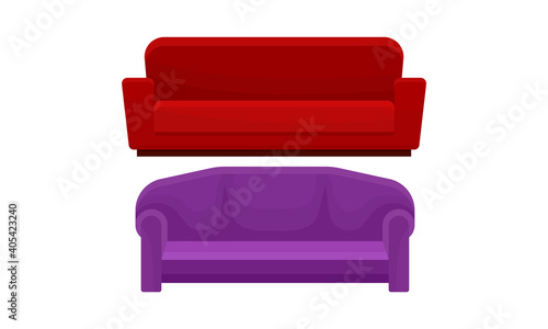 Couch or Sofa as Piece of Furniture for Seating Vector Set