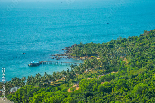 Wallpaper Mural Aerial view of traditional fishermen boats lined in An Thoi harbor of Duong Dong town in the popular Phu Quoc island, Vietnam, Asia. Torontodigital.ca