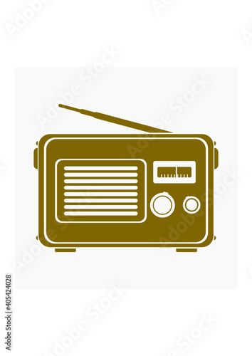 Editable Isolated Flat Monochrome Old Classic Vintage Radios Vector Illustration for Information Technology or Electronic Related Design