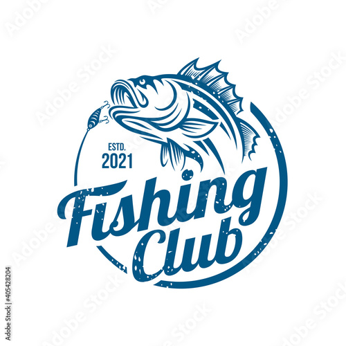 Illustration of a vintage fishing logo concepts. For emblems, labels, symbol, badge, icon, sticker on catching fish. Fish logo design vector template
