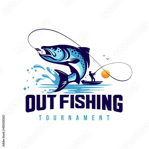 Fishing logo design template illustration . Sport fishing Logo

