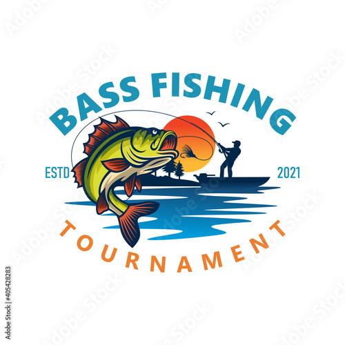 Fishing logo design template illustration . Sport fishing Logo
