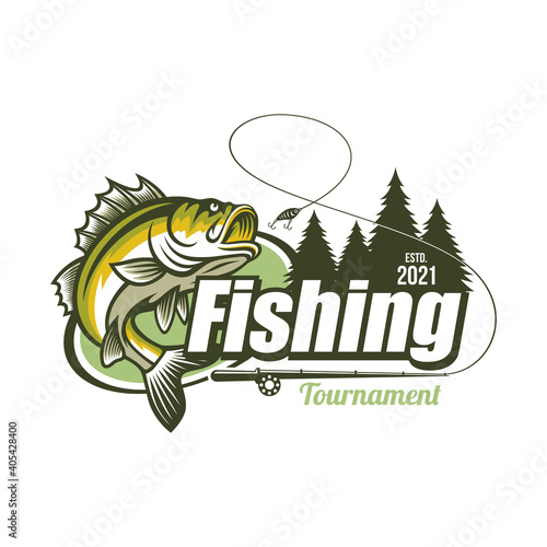 Fishing logo design template illustration . Sport fishing Logo
