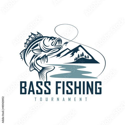 Illustration of a vintage fishing logo concepts. For emblems, labels, symbol, badge, icon, sticker on catching fish. Fish logo design vector template
