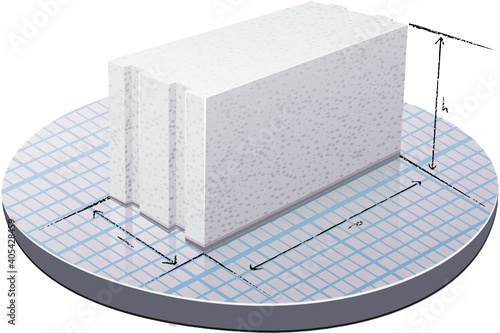 Aerated concrete and its dimensions (cutout)