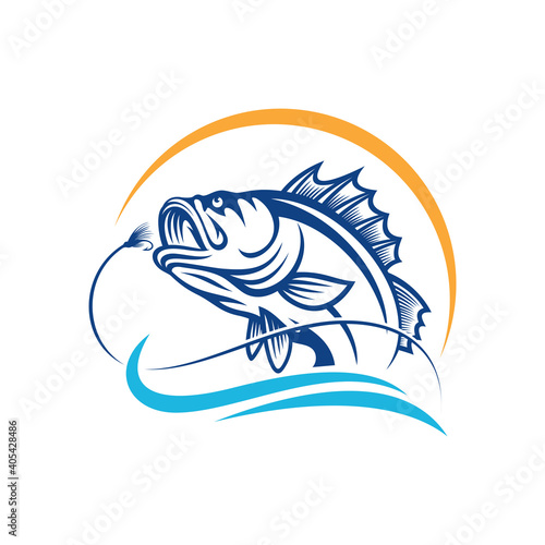 Fishing logo design template illustration . Sport fishing Logo
