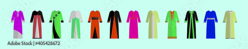 set of abaya cartoon icon design template with various models. vector illustration isolated on blue background
