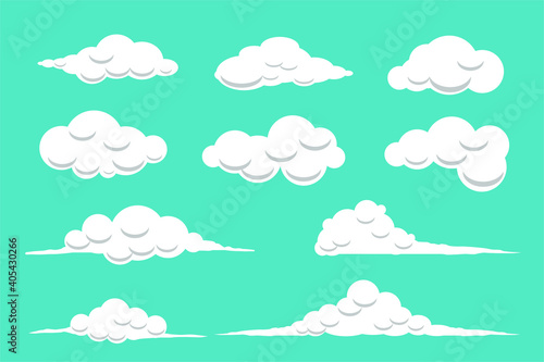 Collection of overcast clouds vector illustration