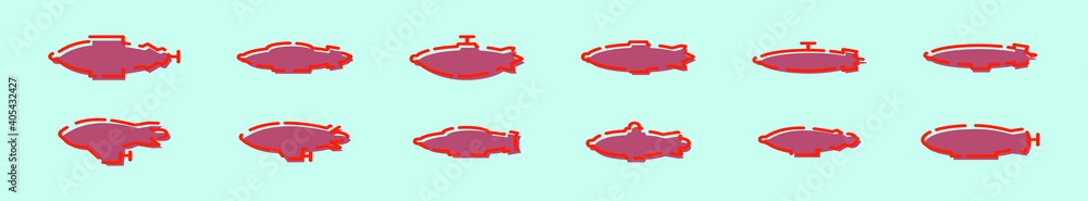 set of blimp cartoon icon design template with various models. vector illustration isolated on blue background set of blimp cartoon icon design template with various models. vector illustration isolated on blue background