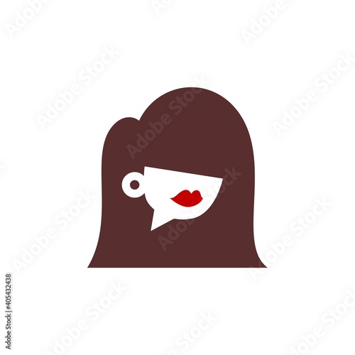 coffee girl talk cafe logo vector icon illustration