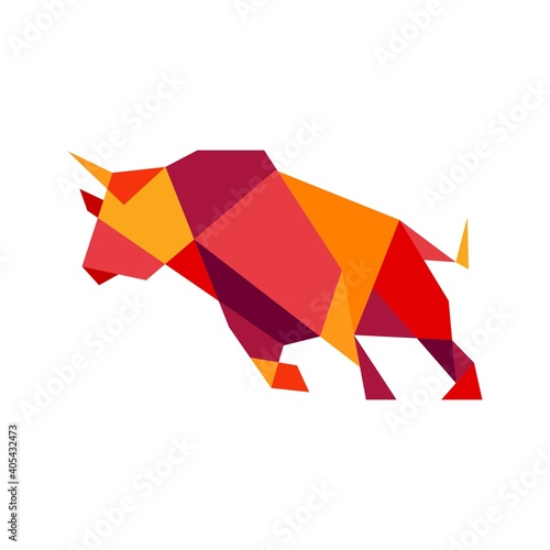 geometric bull tech charging logo vector icon illustration