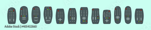 set of remote controls cartoon icon design template with various models. vector illustration isolated on blue background