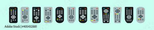 set of remote controls cartoon icon design template with various models. vector illustration isolated on blue background