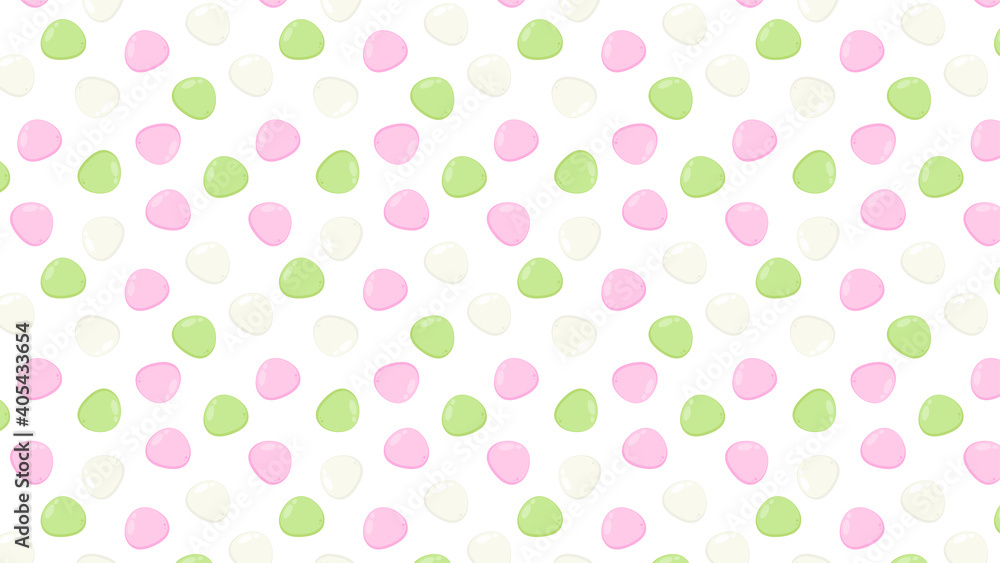 Daifuku pattern wallpaper. Daifuku on white background. Daifuku is Japanese desserts.