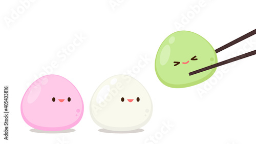Daifuku character vector. Daifuku on white background. Daifuku is Japanese desserts.