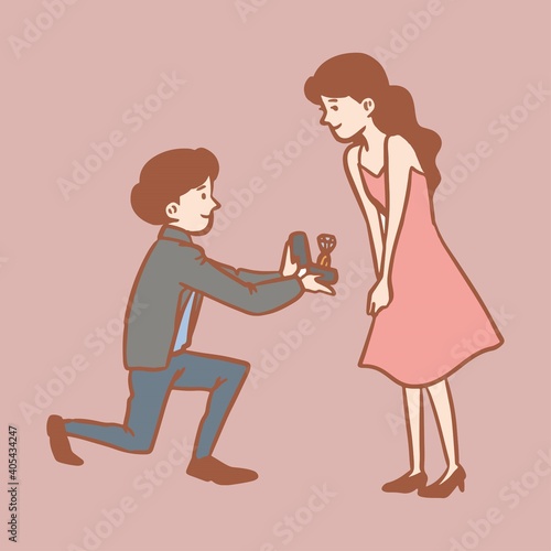 romantic proposal simple cute illustration