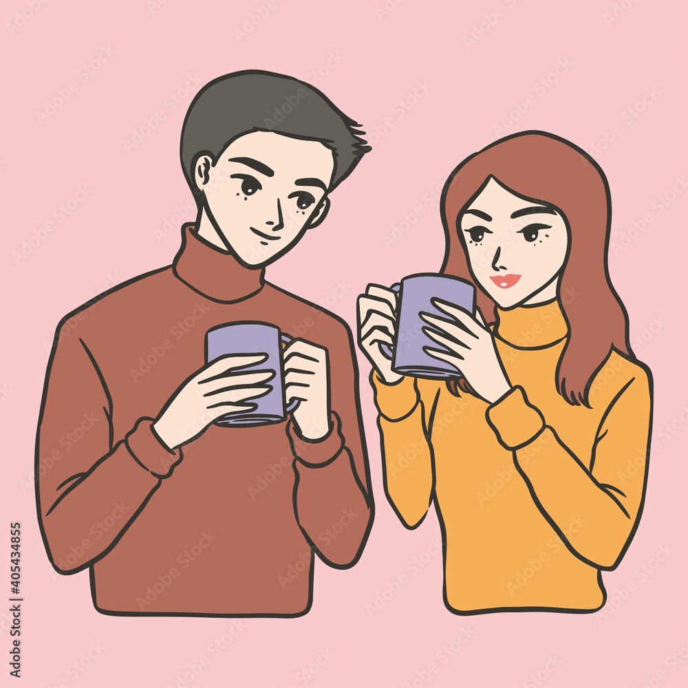 couple coffee date cute simple illustration couple coffee date cute simple illustration