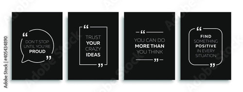 Inspirational quote for your opportunities. Speech bubbles with quote marks. Motivational quotes. Vector illustration. photo