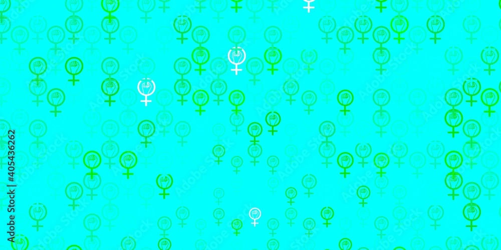 Light Green vector texture with women rights symbols.