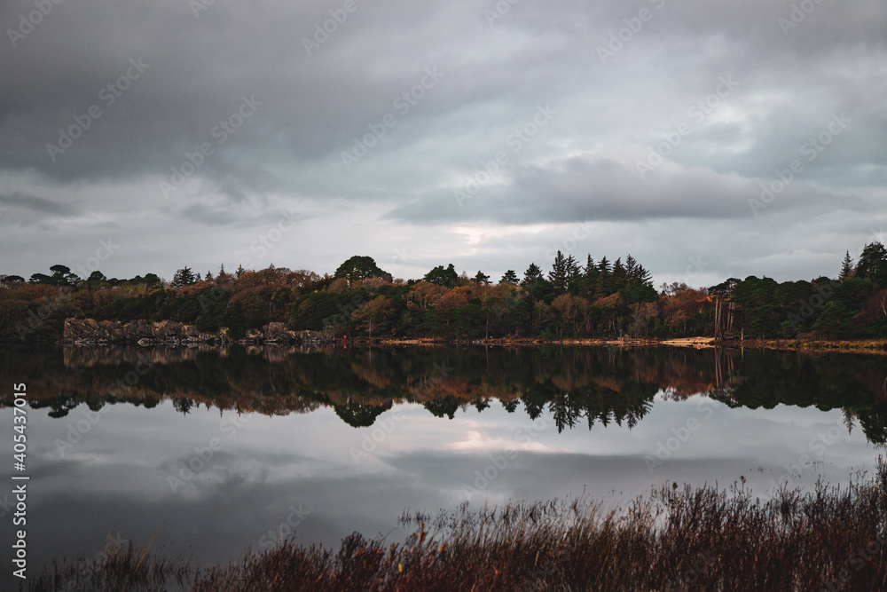 Mirror views in Lake Muckross, Killarney National Park, Ireland