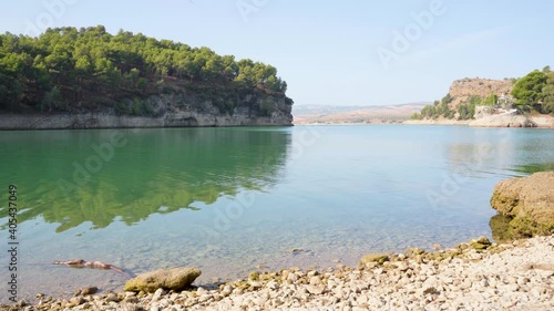 Clean Green Water in Lake in El Chorro, Embalse del Conde de Guadalhorce