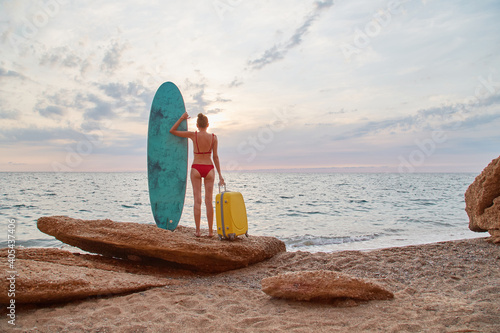 Photography Woman in bikini on coastline