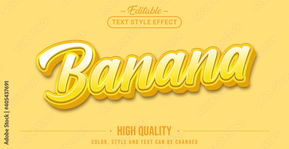 Editable text style effect - Banana text style theme. Editable text style effect - Banana text style theme.