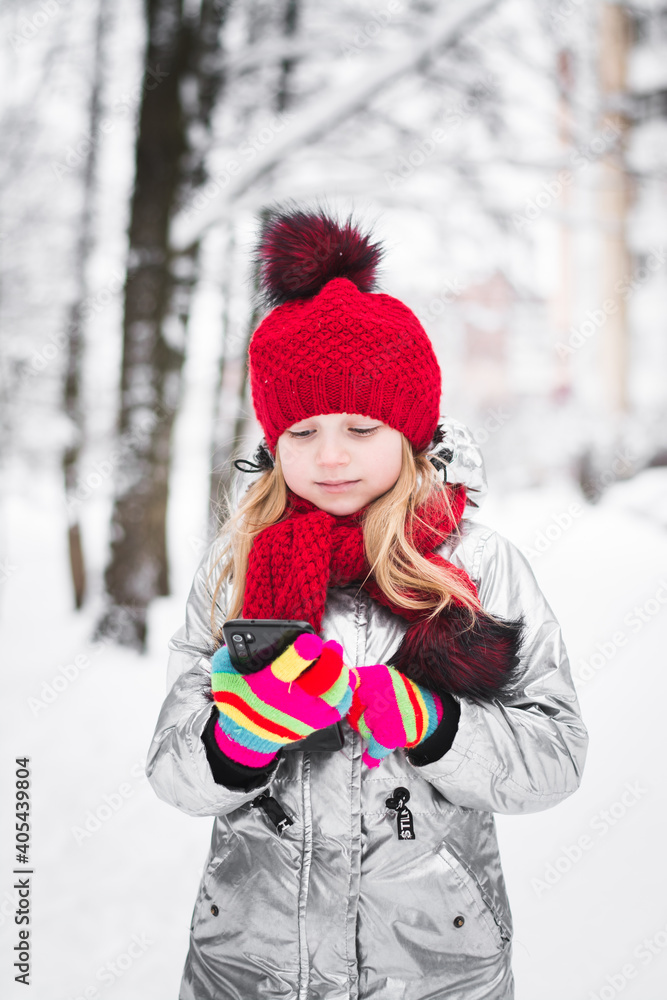Beautiful little girl portrait in winter Beautiful little girl portrait in winter