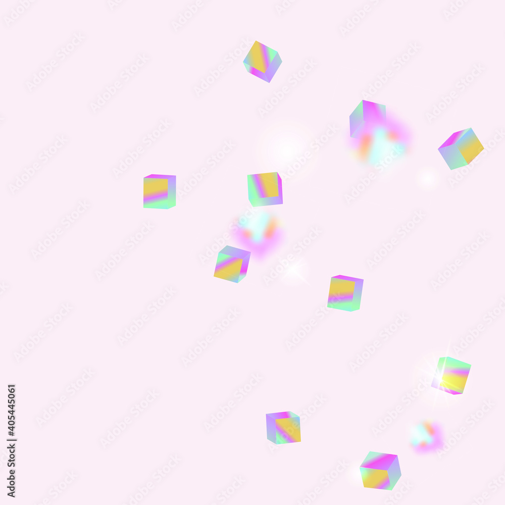 Birthday Card with Metallic Texture. Holo Confetti. Isolated Holographic Cube Particles. Chaotic Confetti Backdrop. Foil Border. Geometric Anniversary Card. Vector Square Bokeh. Iridescent Background. Birthday Card with Metallic Texture. Holo Confetti. Isolated Holographic Cube Particles. Chaotic Confetti Backdrop. Foil Border. Geometric Anniversary Card. Vector Square Bokeh. Iridescent Background.
