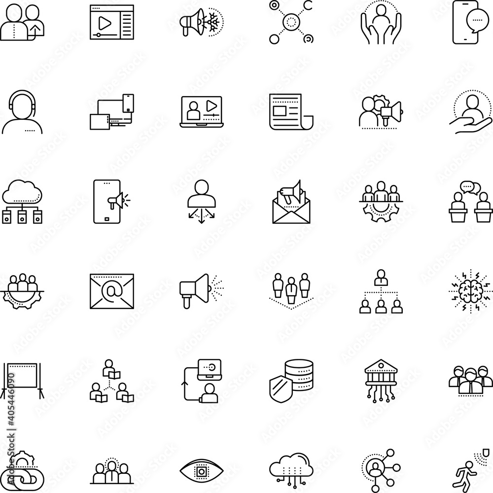 communication vector icon set such as: register, blog, electronic, share, debate, webinar, minimalistic, lecture, open, cell, crowd, profile, mock, cyber, reference, play, skin, scale, study