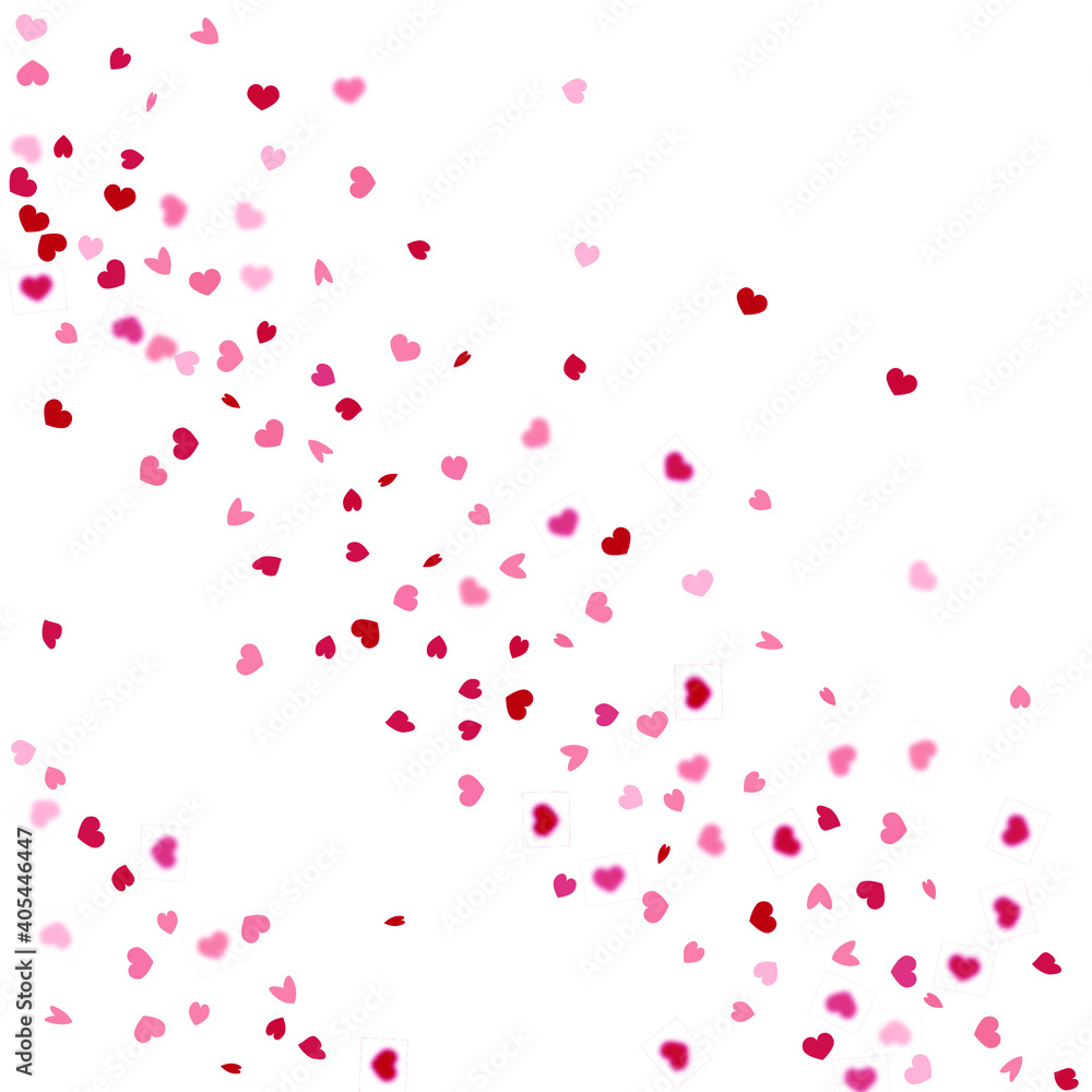 Heart Background. Red Pink Empty Vintage Confetti Template. St Valentine Day Card with Classical Hearts.  Exploding Like Sign. Vector Template for Mother's Day Card. 8 March Banner with Flat Heart.