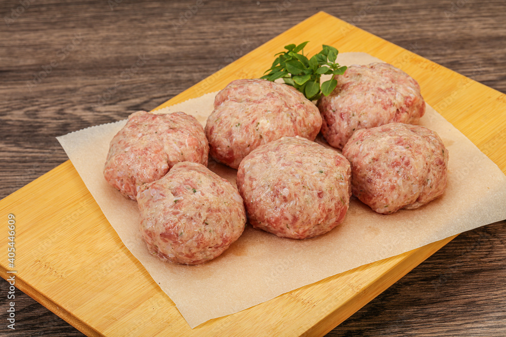 Raw turkey meatball for cooking Raw turkey meatball for cooking