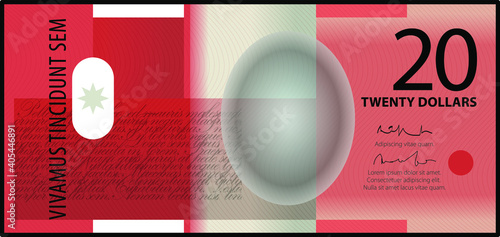 A colourful $20 bank note / paper / polymer money.