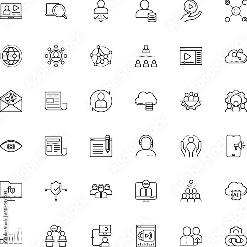 communication vector icon set such as: graph, presentation, broadcast, access, hyperlink, survey, money, employee, contour, seminar, blue, streaming, cyber, rechargeable, call, compound, guideline