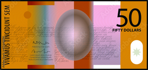 A colourful $50 bank note / paper / polymer money.