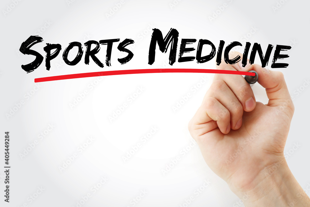 Sports medicine text with marker, concept background Sports medicine text with marker, concept background