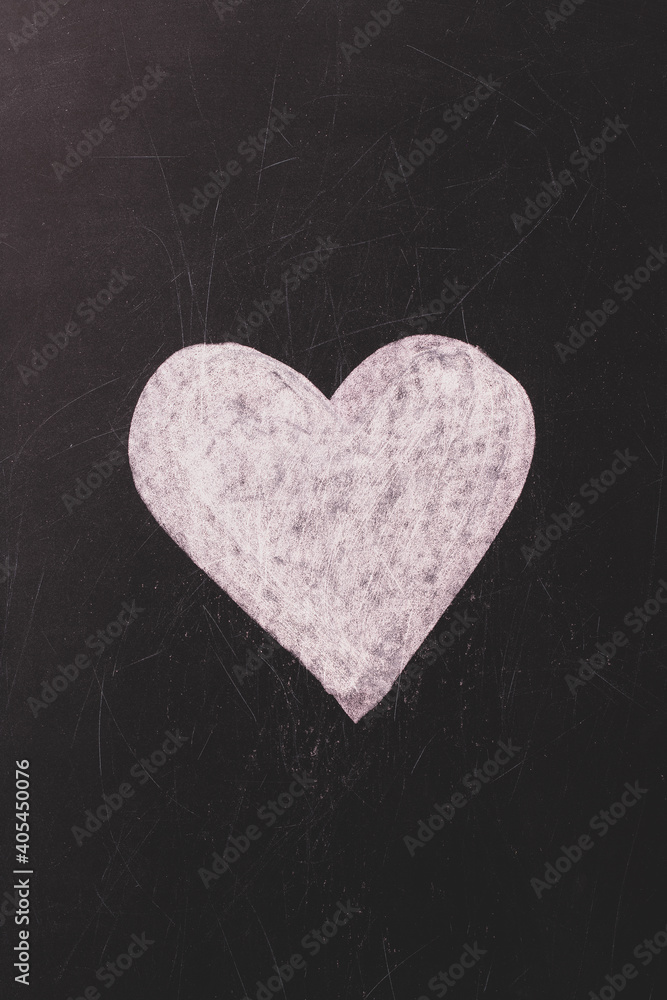 On Chalkboard Drawing Of Heart Pink Color. On Chalkboard Drawing Of Heart Pink Color.