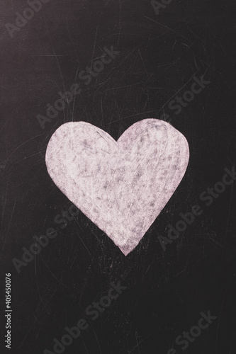 On Chalkboard Drawing Of Heart Pink Color.