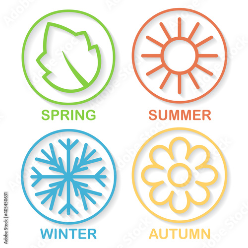 Four nature seasons circles shadow