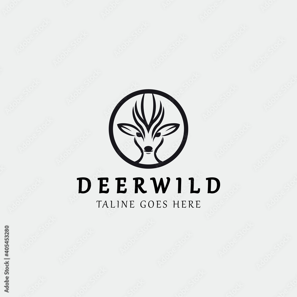 Deer wild logo design template. Vector illustration