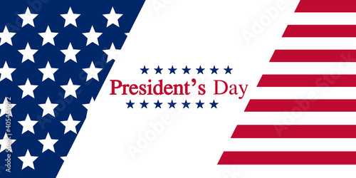Horizontal banner of modern design for Presidents Day, vector art illustration.