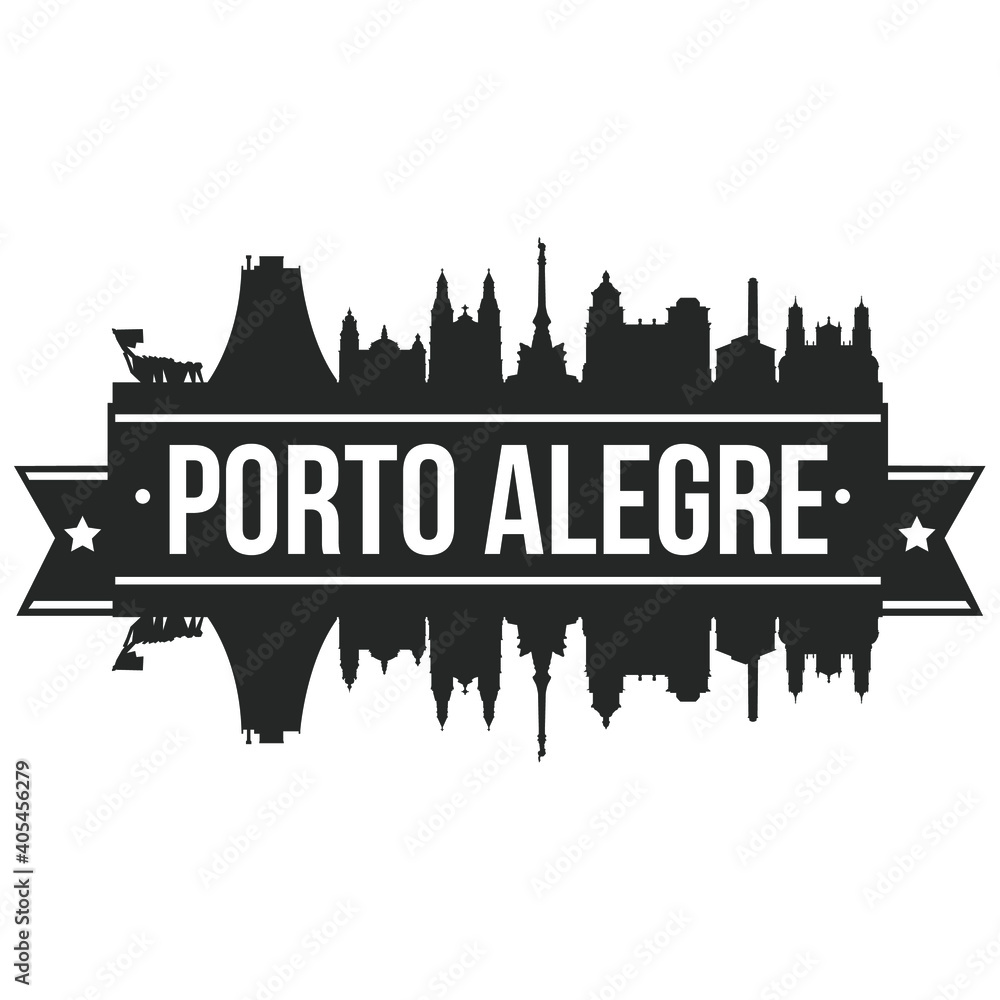 Porto Alegre Brazil Skyline Silhouette Design City Vector Art Famous Buildings Stamp Stencil.